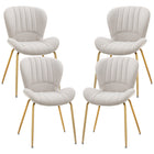 HOMCOM - Chaises de salle à manger avec dossier rembourré - blanc crème - ensemble de 4-Un ensemble de 4 à utiliser lors du dîner ou d'une conversation