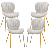 HOMCOM - Chaises de salle à manger avec dossier rembourré - blanc crème - ensemble de 4-Un ensemble de 4 à utiliser lors du dîner ou d'une conversation