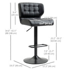 HOMCOM - Tabourets de bar réglables avec repose-pieds et dossier - noir - paquet de 2-Le siège pivotant offre une rotation à 360 degrés 
