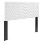 Modway - Mercy Chevron touffé Performance Velvet Tête de lit complète/Queen, Blanc-Tête de lit chevronnée à touffes complètes/reine