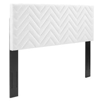 Modway - Mercy Chevron touffé Performance Velvet Tête de lit complète/Queen, Blanc-Tête de lit chevronnée à touffes complètes/reine