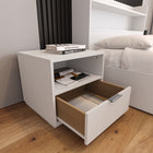 Nexera - Table de chevet Hunter, Blanc-Garantie incluse : Reposez-vous en toute tranquillité avec une garantie d'un an, offrant une assurance supplémentaire pour une mise à niveau élégante et fonctionnelle de votre chambre à coucher