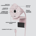 Logitech Brio 300 Webcam Full HD avec confidentialité, micro à réduction de bruit - Rose-Logi Tune: Profitez de l'application gratuite pour personnaliser vos expériences vidéo, notamment le réglage des couleurs et de la qualité de l'image