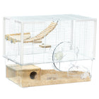 PawHut - Cage pour Hamsters et Gerbilles - Blanc-Le design à 3 niveaux offre beaucoup d'espace