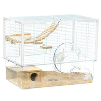 PawHut - Cage pour Hamsters et Gerbilles - Blanc-Le design à 3 niveaux offre beaucoup d'espace
