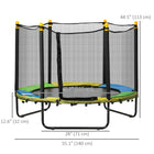 Qaba - Trampoline pour enfants avec filet de protection - 55" de diamètre - Noir-Favorise l'équilibre, la coordination et la force par le jeu  