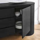 Modway - Duval 71" arrondi Armoire de rangement de buffet - Noir-Stratifié de papier à grain de bois