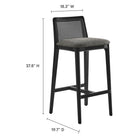 Modway - Monarch Bois et rotin Tabouret de bar - Noir Noir Gris-Dossier en rotin de canne