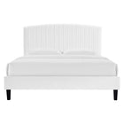 Modway - Alessi Performance Velvet Lit à plateforme jumelle, Blanc-Revêtement en velours de performance