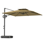 Outsunny - Parasol de patio carré déporté 8 pi L x 9 pi l avec base remplissable, kaki-Comprend la base en croix et la base remplissable, pèse jusqu'à 88 lb (40 kg) une fois remplie d'eau
