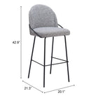 Zuo - Jambi Tabouret de bar - Noir/Blanc - Ensemble de 2-6