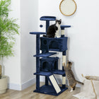 PawHut - Arbre à chat 54 po avec poteaux à griffer, condos - bleu foncé-Plusieurs plateformes pour grimper et observer 