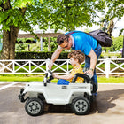 Aosom - camion jouet électrique pour enfants 12v avec télécommande - blanc-Comprend un rétroviseur latéral mobile, des portes ouvrables, un klaxon fonctionnel, des phares fonctionnels, des lumières de tableau de bord 