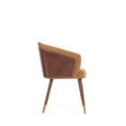 Manhattan Comfort - Lot de 2 chaises de salle à manger modernes Reeva 59 cm, revêtement similicuir, noyer et camel-Pieds en hêtre avec embouts dorés pour la mode et la durabilité