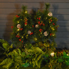 HOMCOM - 2 sapins de Noël artificiels pré-illuminés LED - mini sapin de Noël-Les branches en plastique réalistes donnent un aspect plein et luxuriant à l'arbre, 2 formes de feuilles différentes, l'une est des feuilles d'aiguilles de pin 