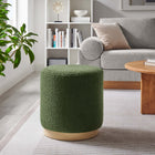 Modway - Tilden Sherpa rond 16" Rembourré Ottoman - Moss Green Natural-Socle en caoutchouc