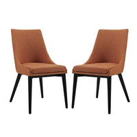 Modway - Viscount Tissu Fauteuil d’appoint de salle à manger Ensemble de 2 - Orange-Pattes en caoutchouc noir