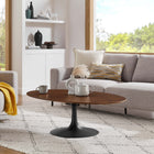 Modway - Lippa Ovale de 48 po Bois Table basse - Noyer noir-Socle métallique résistant aux éclats