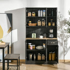 HOMCOM - Buffet moderne 71 po avec huche, rangement, tiroir et support pour micro-ondes - noir-Surface spécialement traitée, robuste et facile à nettoyer 