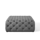 Modway - Amour Gros carré à boutons touffés Performance Velvet Ottoman - Gris-Capacité de poids de l’ottoman : 400 lbs