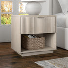 Hudson&Canal - Table de nuit Karten de 24 po - Blanc aulne-La base, le dessus et le tiroir sont fabriqués en MDF robuste avec une finition blanche aulne