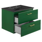 Modway - Daybreak 24" Vanette de salle de bain - Vert Noir-Évier en céramique avec comptoir intégré
