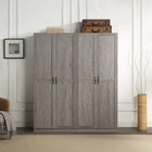 Manhattan Comfort - Ensemble moderne Hopkins 2 pièces, armoire de rangement à 14 étagères, 59,22 po - Gris-Conception de porte géométrique rectangulaire verticale avec poignées de tirage en métal noir