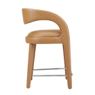 Modway - Pinnacle Cuir végane Tabouret de comptoir - Tan Silver - Ensemble de 2-Capacité de poids : 330 lb