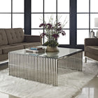 Modway - Gridiron Table basse - Argent-Plateau en verre trempé