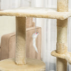 PawHut - Arbre à chat 53 po avec condo, grand centre d’activités pour chaton - beige-Recouvert de peluche douce et chaude, facile à nettoyer 
