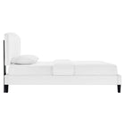 Modway - Alessi Performance Velvet Lit à plateforme jumelle, Blanc-Système de soutien en lattes de bois