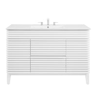 Modway - Render 48" Vanité de salle de bain à un seul lavabo - Blanc blanc-Vanité moderne du milieu du siècle