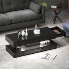 HOMCOM - Table basse à finition brillante avec éclairage LED réglable - noir brillant-Plateau spacieux et étagère ouverte pour un rangement facile d'accès