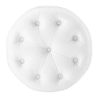 Modway - Amour Ronde à boutons touffés Imitation cuir Ottoman - Blanc-5