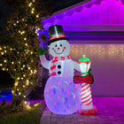 HOMCOM - Bonhomme de neige gonflable de Noël Airblown éclairé décoration intérieur extérieur - Blanc-6 piquets au sol, 2 cordons et 3 sacs de sable assurent la stabilité et la stabilité 