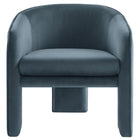 Modway - Greer Velours Performance Rembourré Fauteuil d’accent - Cadet Blue-Arrivée entièrement assemblée