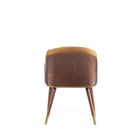 Manhattan Comfort - Lot de 2 chaises de salle à manger modernes Reeva 59 cm, revêtement similicuir, noyer et camel-Livré chez vous entièrement assemblé Aucun assemblage requis