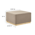 Modway - Tilden Grand velours de performance carré de 28 pouces Rembourré Ottoman - Taupe Natural-Tissu résistant aux taches