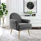 Modway - Revive Accent de boutons touffés Performance Velvet Fauteuil - Gris-Tissu résistant aux taches durable