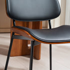 HOMCOM - Chaises de salle à manger style milieu du siècle moderne - noir - lot de 2-Matériaux : Cuir PU, Mousse, Bois courbé, Acier ;