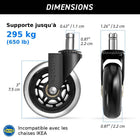 MotionGrey - Roues de chaise de bureau - Roues de remplacement style rollerblade - Noir - Lot de 5-6