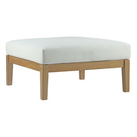 Modway - Bayport Terrasse extérieure Teck Ottoman in Blanc naturel-Ottoman extérieur en teck