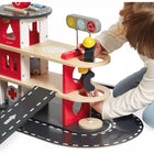 Janod - Coffret de jouets pour caserne de pompiers-Encourage le développement de la motricité fine et du jeu imaginatif.