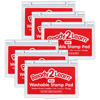 Ready 2 Learn - Tampon encreur lavable - Rouge - Paquet de 6-Un temps artistique sans désordre : l'encre de ce tampon encreur nettoie la peau avec de l'eau et du savon, ce qui rend le nettoyage rapide et facile.