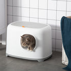PawHut - Bac à litière pour chat, bac ouvert avec tunnel anti-sable - blanc-Pelle à litière incluse et couvercle ouvrable pour un nettoyage facile et rapide