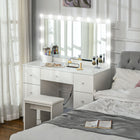 HOMCOM - Coiffeuse avec miroir et lumières - 40,9 po L x 15,7 po l x 53,3 po H - blanc-Couleur : Blanc 