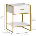 HOMCOM - Table de chevet avec tiroir et étagère - blanc - lot de 2-Assemblage requis 