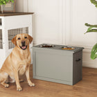 PawHut - Bols surélevés pour chien, distributeur de nourriture pour grands chiens avec rangement - gris-Avec des poignées creuses sur les côtés, vous pouvez déplacer la mangeoire facilement 