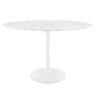 Modway - Lippa Ovale de 48 po Faux marbre Table à manger, Blanc-Sommet ovale en marbre artificiel