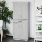 HOMCOM - Armoire de cuisine moderne avec étagères - gris-3 étagères réglables pour répondre à vos besoins de rangement 